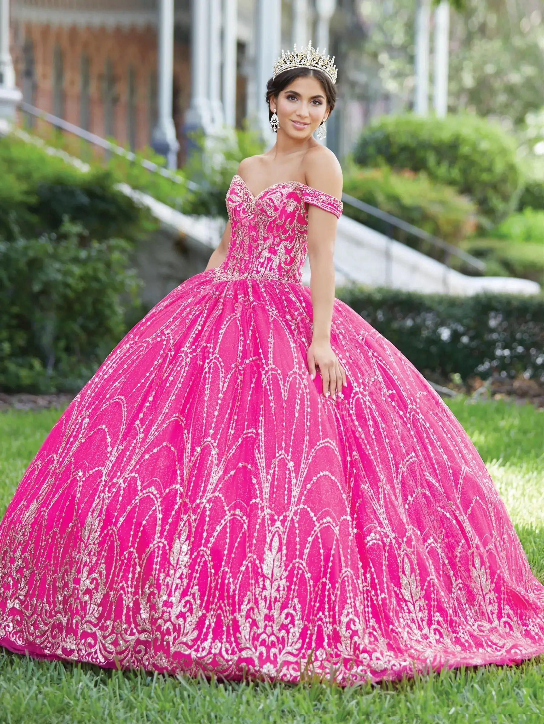 Model wearing a gown by House Of Wu