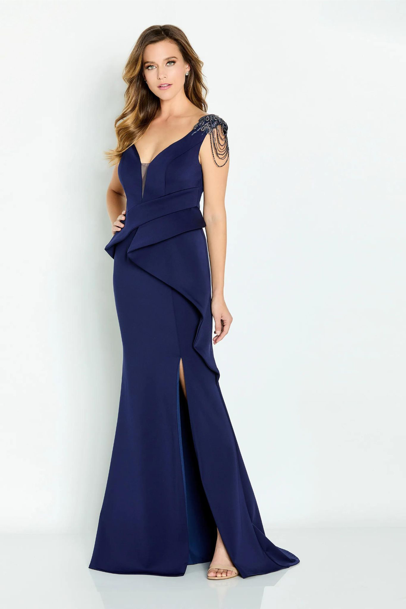 Model wearing a gown by Cameron Blake
