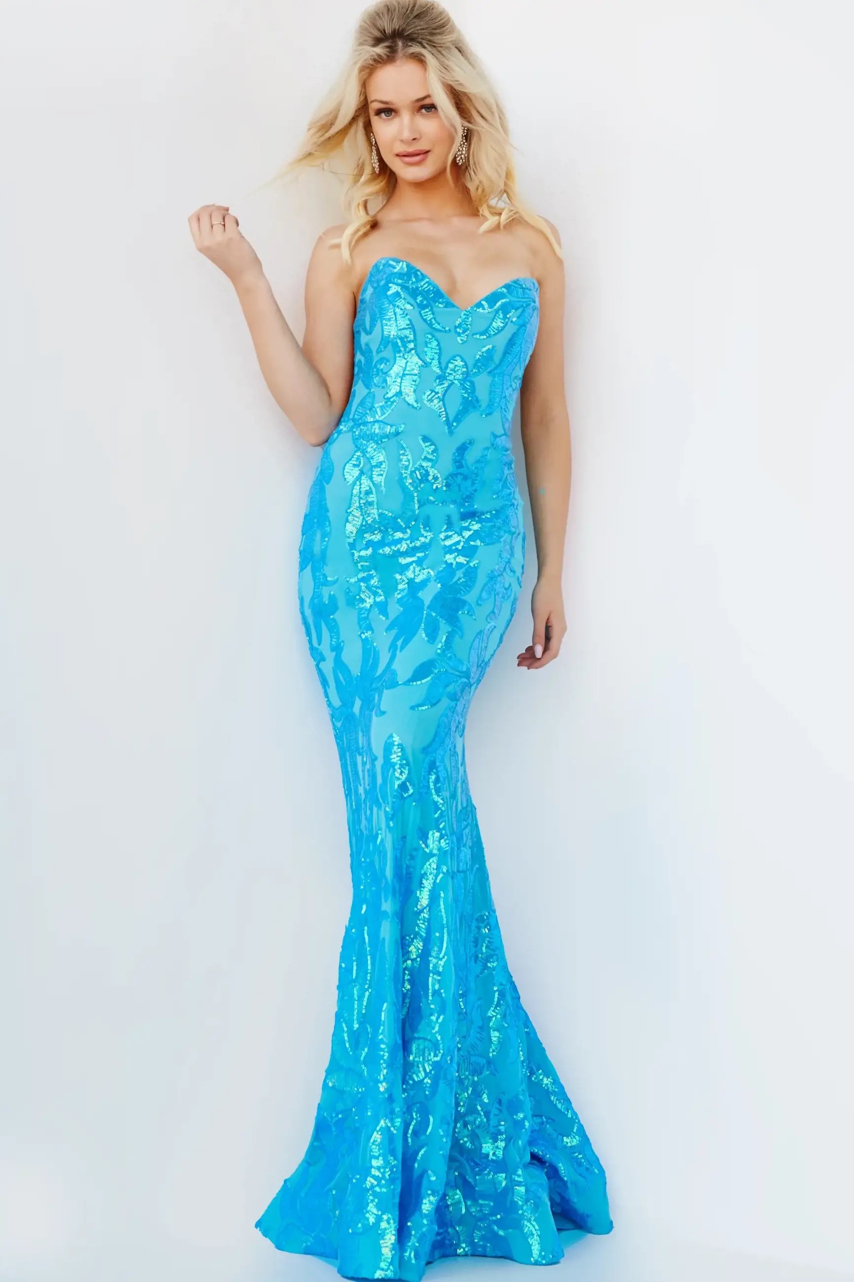Model wearing a gown by Jovani
