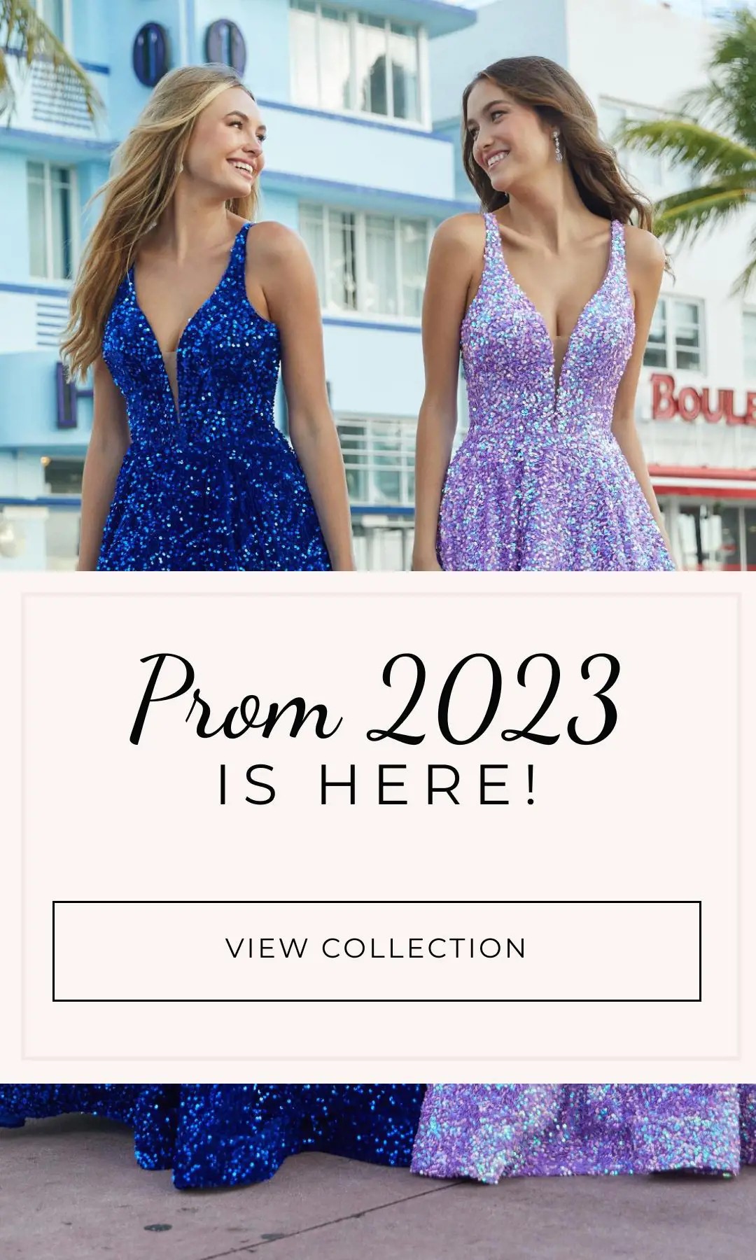 Models wearing prom dresses