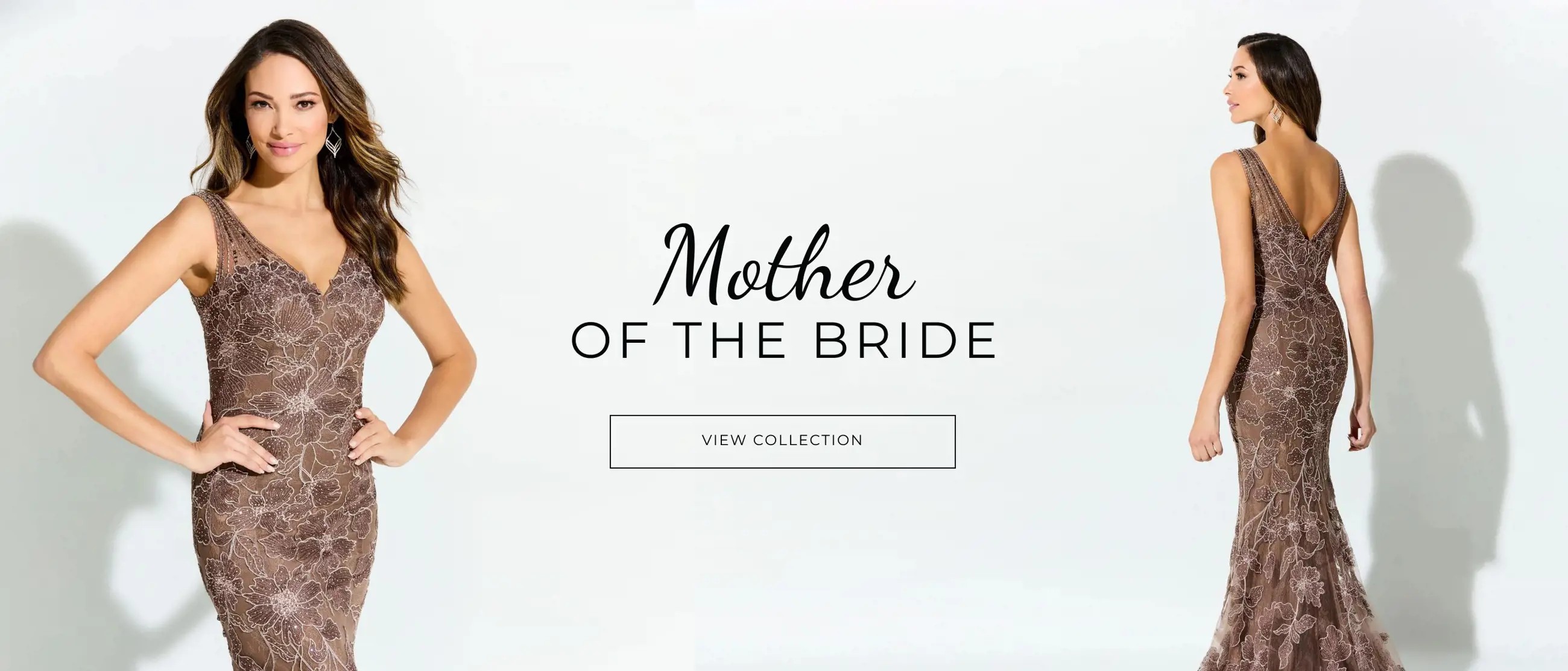 Model wearing evening dress